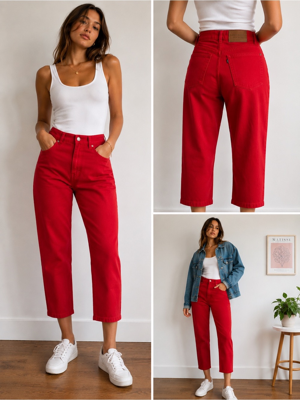 Ralph Lauren VINTAGE LIKE NEW-size 8-Red Cropped Pants 100% Cotton
